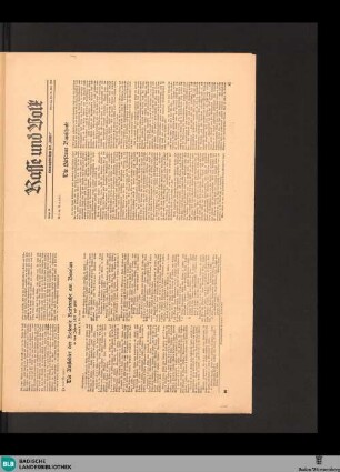 Der Führer am Sonntag : Wochenbeilage des "Führer", Rasse und Volk