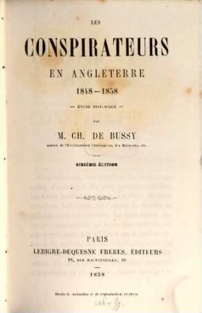 Les conspirateurs en Angleterre 1848 - 58 - Étude historique
