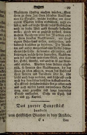 Das zweyte Hauptstück handelt vom christlichen Glauben in drey Artikeln.