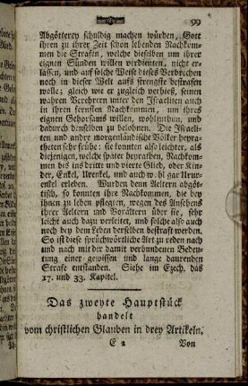 Das zweyte Hauptstück handelt vom christlichen Glauben in drey Artikeln.