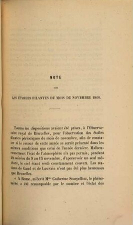 Note sur les étoiles filantes du mois de novembre 1868