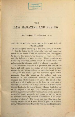 Law magazine and review : a quarterly review of jurisprudence. 3. 1874