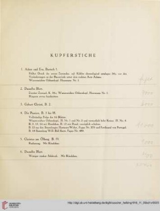 Kupferstiche (Nr. 1-89)