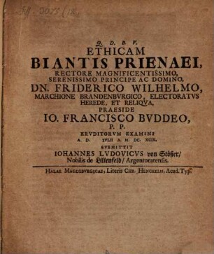 Ethicam Biantis Prienaei
