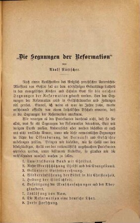 Die Segnungen der Reformation