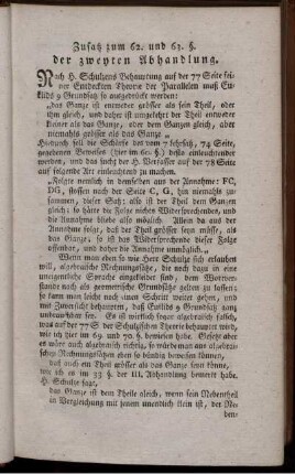 Zusatz zum 62. und 63. §. der zweyten Abhandlung.