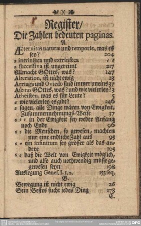 Register, Die Zahlen bedeuten paginas