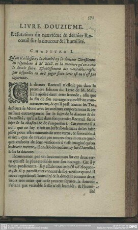 Livre Douziéme. Refutation du neuviéme & dernier Recoeuil sur la douceur & l'humilité