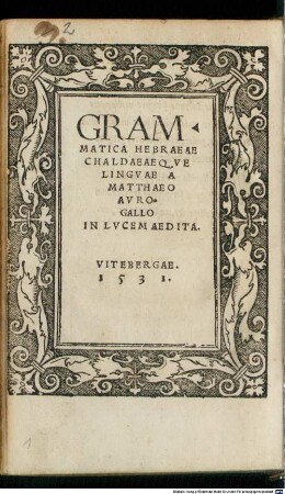 Grammatica hebraeae chaldaeaeque linguae