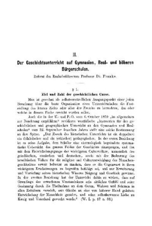 Der Geschichtsunterricht auf Gymnasien, Real- und höheren Bürgerschulen