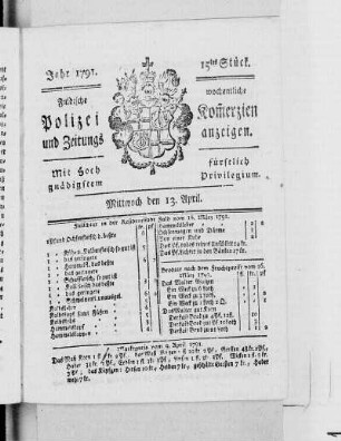 15tes Stück., Ausgabe vom 13. April 1791