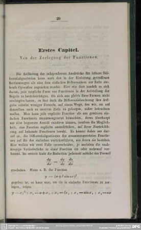 Erstes Capitel. Von der Zerlegung der Functionen