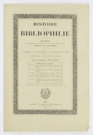Titelblatt der Folge "Geschichte der Bibliophilie"