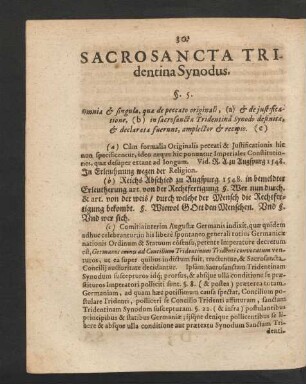 Sacrosancta Tridentina Synodus. §. 5.