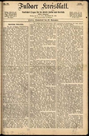Ausgabe vom Samstag, den 15. November 1879.