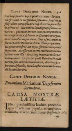 Caput Decimum Nonum. Encomium Marianum Vigesimum Secundum. Causa Nostrae Laetitiae.