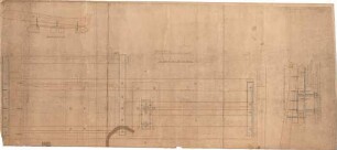 Dolmetsch, Heinrich; Lorch; Ev. Stadtkirche, Restaurierung - Ziehsitz (Grundriss); Sitzbrett (Schnitt); Mitteldecke (Ansicht m. Schnitt)