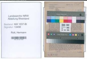 Entnazifizierung Hermann Rott , geb. 30.04.1890 (Postsekretaer)
