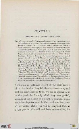 Chapter V : Internal Government and Laws