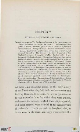 Chapter V : Internal Government and Laws