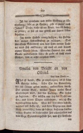 Amalia von Bright an von Olbrück.