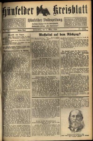Erste Ausgabe vom Donnerstag, den 01. März 1928.