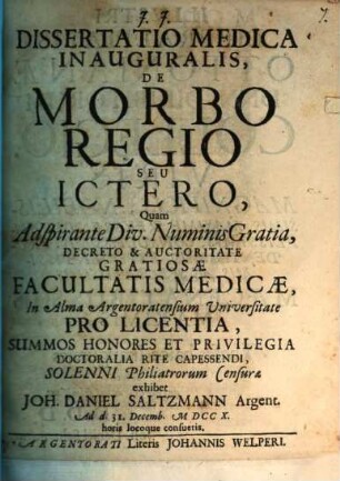 Diss. med. inaug. de morbo regio seu ictero