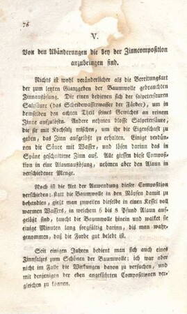 V. Von den Abänderungen die bey der Zinncomposition anzubringen sind.
