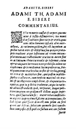 Adami Th. Adami F. Siberi Commentarius