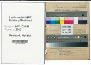Entnazifizierung Heinrich Reinhardt , geb. 11.04.1914 (Lehrer)