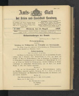 No.188, Mittwoch, den 13. August 1919