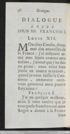 Dialogue Entre Louis XII. Francois I.