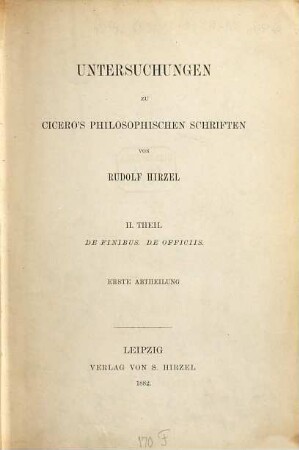 Untersuchungen zu Cicero's philosophischen Schriften, 2