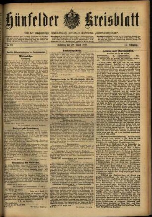 Ausgabe vom Samstag, den 30. August 1919.