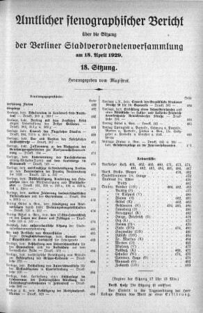 Sitzung 18, 18. April 1929