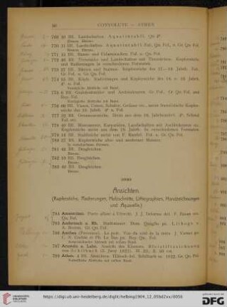 Ansichten (Kupferstiche, Radierungen, Holzschnitte, Lithographien, Handzeichnungen und Aquarelle) (Nr. 784-1019)
