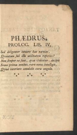 Phaedrus, Prolog. Lib. IV.