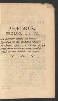 Phaedrus, Prolog. Lib. IV.