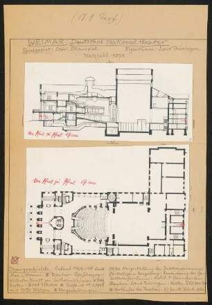 Hoftheater, Weimar: Grundriss und Längsschnitt
