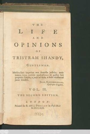 Vol. 3: The Life And Opinions Of Tristram Shandy, Gentleman
