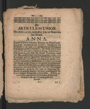 Articuln der Union, ...