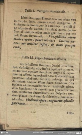 Testis LI. Hypochondriaci affectus