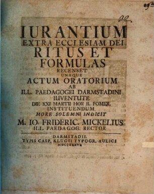 Iurantium Extra Ecclesiam Dei Ritus Et Formulas