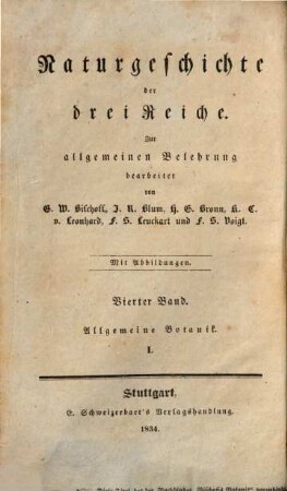 Lehrbuch der Botanik, 1. Allgemeine Botanik I