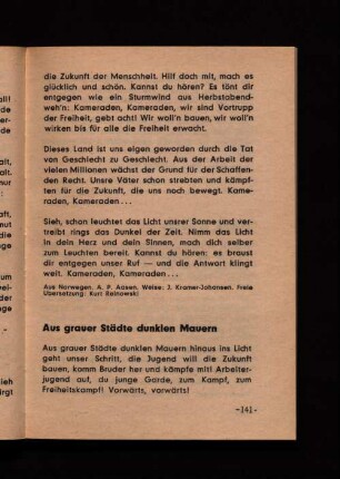 Aus grauer Städte dunklen Mauern