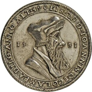 Medaille von Jacob Stampfer auf Johannes Oekolampad, nach 1531