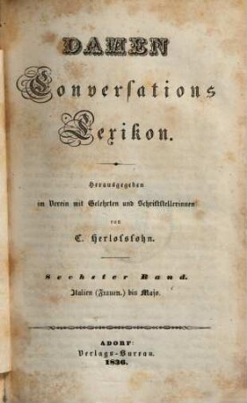Damen-Conversations-Lexikon, 6. Italien (Frauen) bis Majo