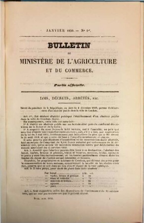 Bulletin du Ministère de l'Agriculture et du Commerce : partie officielle. 11. 1850