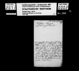 Amtsantritt des Virneburger Landvogtes Heinrich Carl Will.