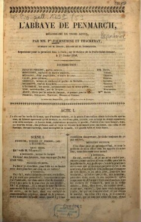 L' abbaye de Penmarc'h : Mélodrame en trois actes